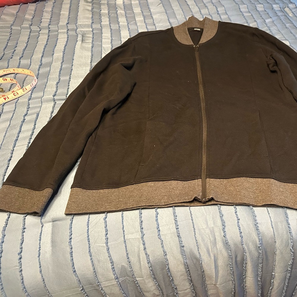 Like new Alfani Men's Black Full-Zip Sweater with grey Trim